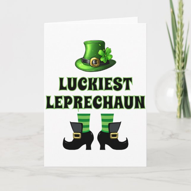 Glücklichster Leprechaun passendes St Patricks Day Karte (Vorderseite)