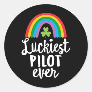 Glücklichster Pilot Aller Zeiten St. Patrick's Day Runder Aufkleber