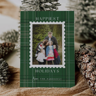 Glücklichster Urlaub Kariert Tartan Weihnachts-Fot Feiertagskarte