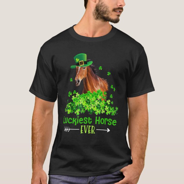 Glücklichstes Pferd Ever Shamrock St. Patrick's Da T-Shirt (Vorderseite)
