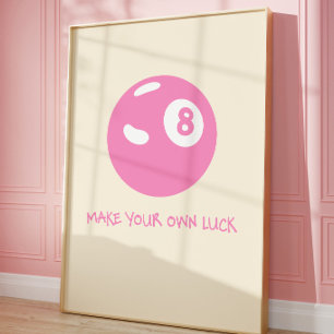 Glücks-8-Ball-Plakat Rosa Coquette-Wandkunst Poster