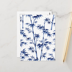 Glücksbambus Imari-Stil Blau Weiß Postkarte