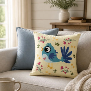 Glücksblaue Vogel 16"x16" Kissenhülle Kissen