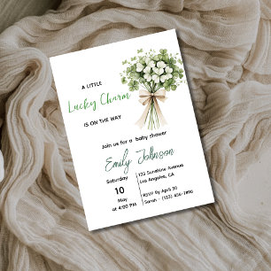 Glücksbringer-Baby-Shower-Einladung Shamrock Grün Einladung