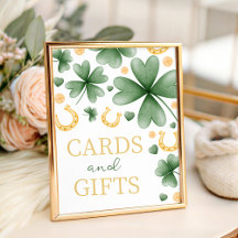 Glücksbringer-Karten und Geschenke-Tischschild