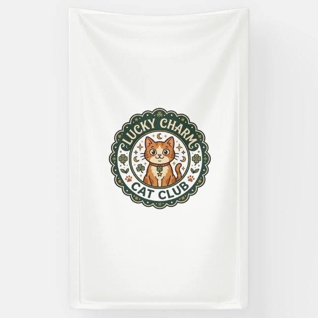 Glücksbringer-Katze POD Vektorgrafik - Glücksbring Banner (Vertikal)