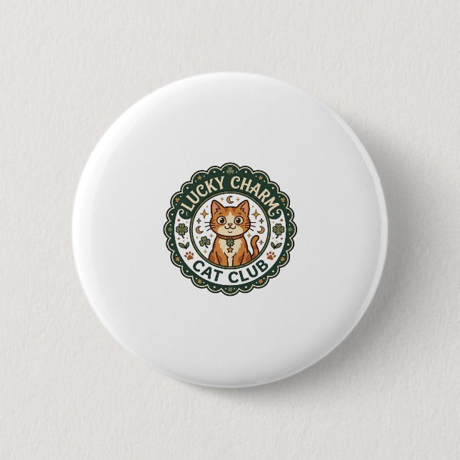 Glücksbringer-Katze POD Vektorgrafik - Glücksbring Button (Vorderseite)