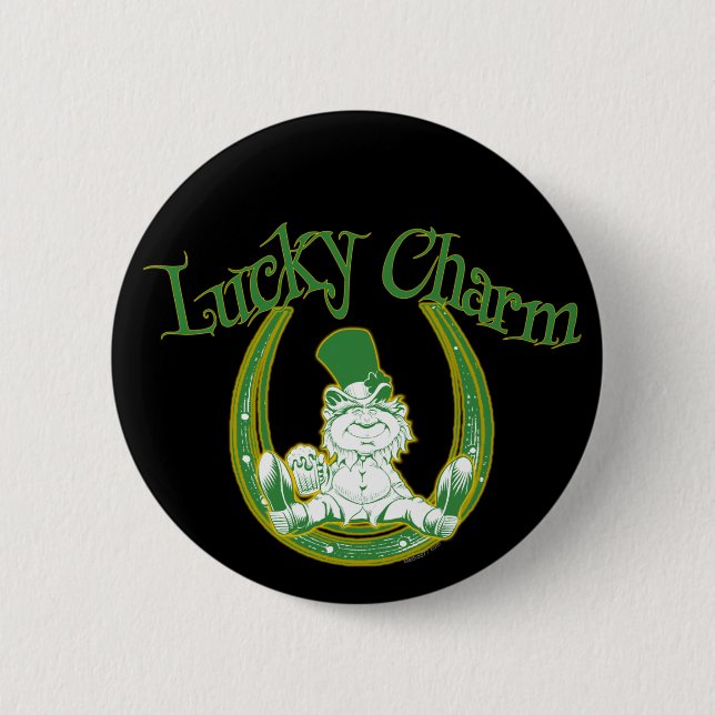 Glücksbringer-Kobold-Knopf Button (Vorderseite)