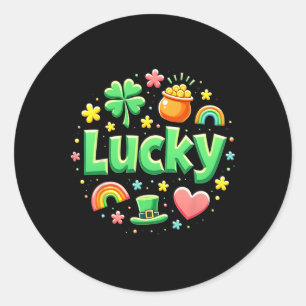Glücksbringer Patricks Day Goldtopf Irischer Shamr Runder Aufkleber