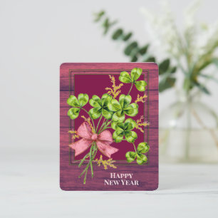 Glücksbringer Shamrocks Vintage Süßes Frohes Neues Feiertagskarte