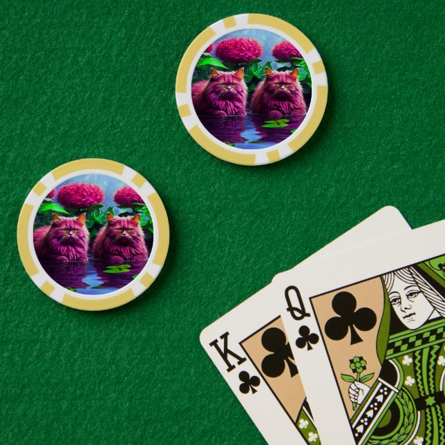 Glückschips für Katzenliebhaber Pokerchips (Pokertisch (doppelt))