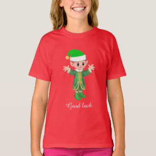 Glückseliger Elf & Schrift T-Shirt