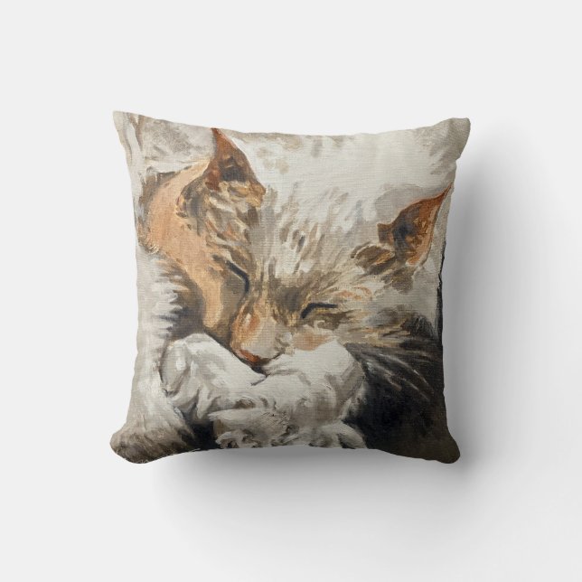 Glückseliger Katzenschlaf Kissen (Vorderseite)