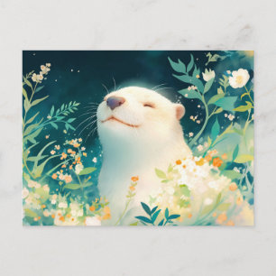 Glückseliger Wasserfarben-Otter-Blumenwiese Postkarte