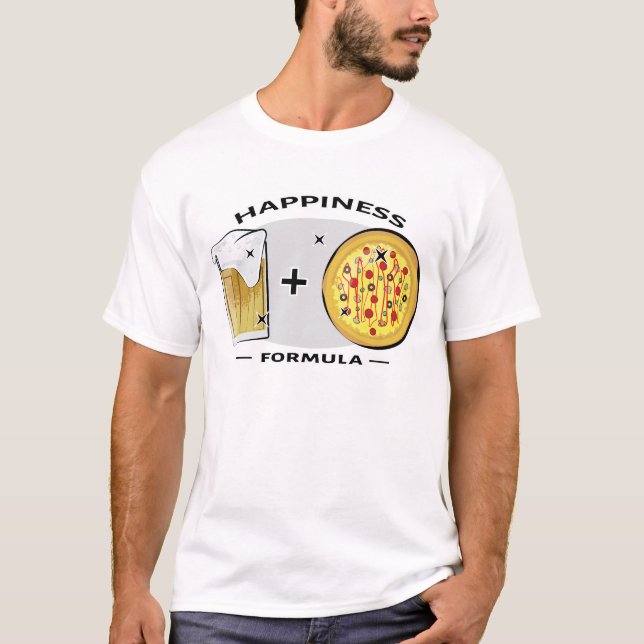Glücksformel - Pizza & Bier - Funny T-Shirt (Vorderseite)