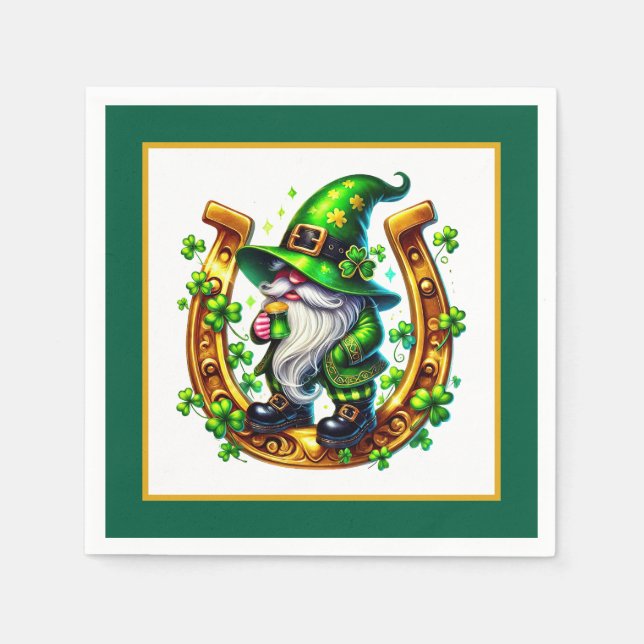 Glückshufeisen Kobold St. Patrick's Day Serviette (Vorderseite)