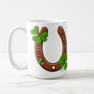 Glückshufeisen mit grünen Shamrocks Kaffeetasse
