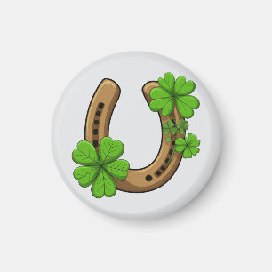 Glückshufeisen mit grünen Shamrocks Magnet