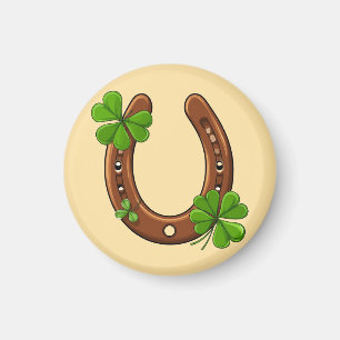Glückshufeisen mit grünen Shamrocks Magnet