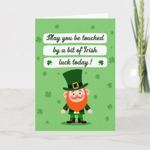 Glückskarte mit lächelndem irischen Leprechaun Karte