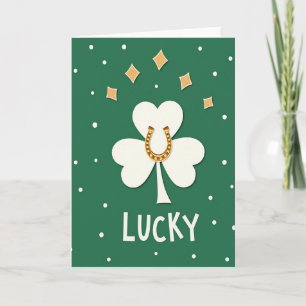 Glückskarte mit Shamrock-Hufeisen Karte