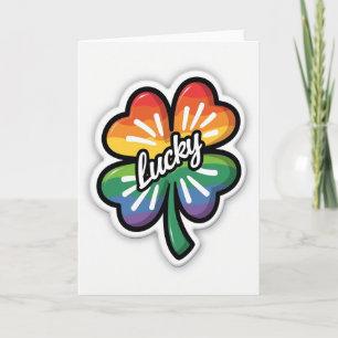 Glückskarte Regenbogen-Kleeblatt Karte