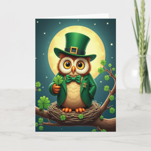 Glückskarten-Eule Festive Green Card Karte