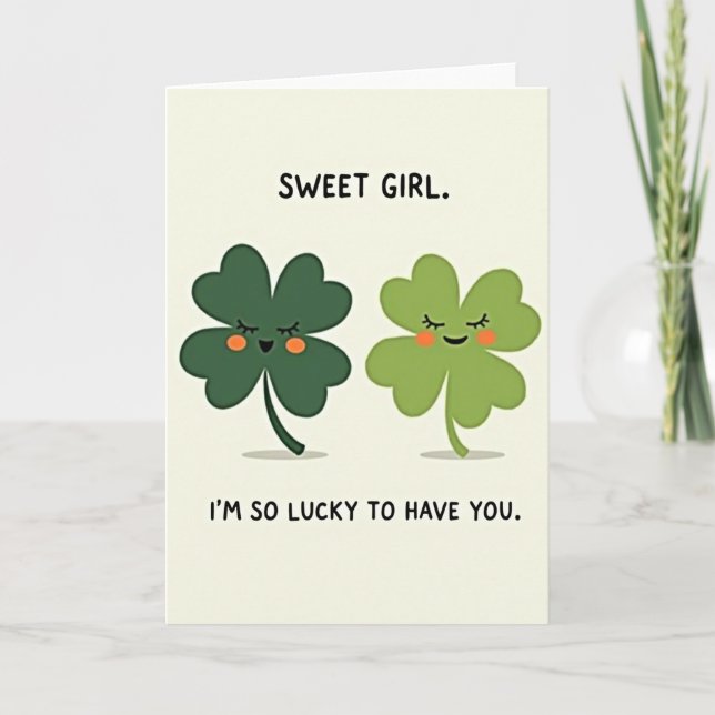Glückskarten für süße Mädchen Karte (Vorderseite)