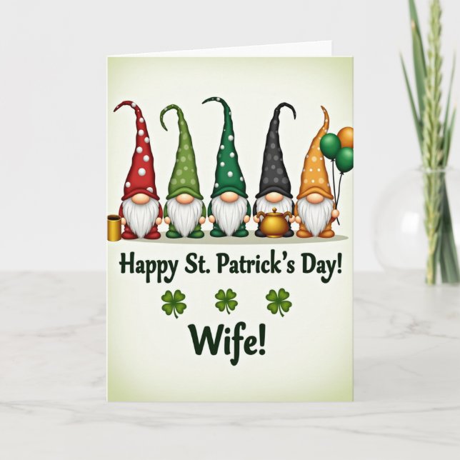 Glückskarten-Gnom zum St. Patrick's Day Karte (Vorderseite)