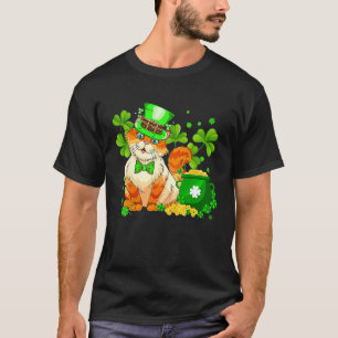 Glückskatze Irisches Kleeblatt Glück St. Patricks  T-Shirt