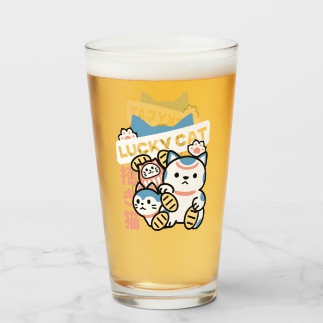 Glückskatze-Kunst – Maneki Neko mit Goldmünze Glas (Vorne (Gefüllt))