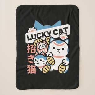 Glückskatze-Kunst – Maneki Neko mit Goldmünze Sherpadecke