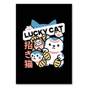 Glückskatze-Kunst – Maneki Neko mit Goldmünze Tischnummer