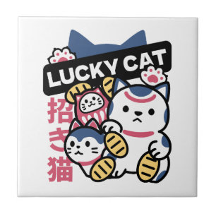 Glückskatze Maneki Neko – Japanische Glückskatze Fliese