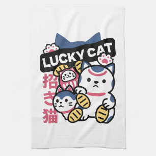 Glückskatze Maneki Neko – Japanische Glückskatze Geschirrtuch