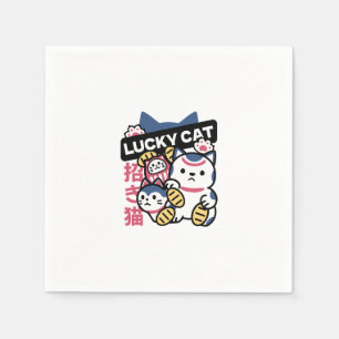 Glückskatze Maneki Neko – Japanische Glückskatze  Serviette