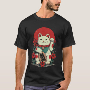 Glückskatze Maneki Neko Japanischer Vintage Retro T-Shirt