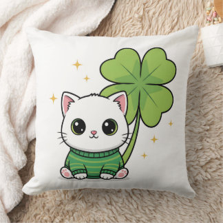 Glückskatzen-Kissen - Kawaii-Kleeblatt-Design - Sü Kissen