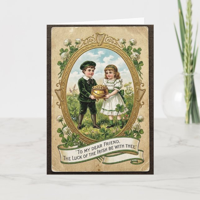 Glückskinder im Vintage-Stil Karte (Vorderseite)