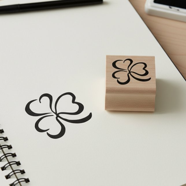 Glücksklee-Blatt-Mini-Stempel Gummistempel (Clover leaf mini stamp. For arts and crafts or to use as a loyalty card stamp.)