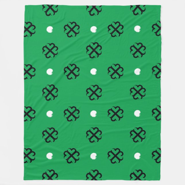 Glücksklee-Fleece-Decke von Lucky Hearts Fleecedecke (Vorderseite)