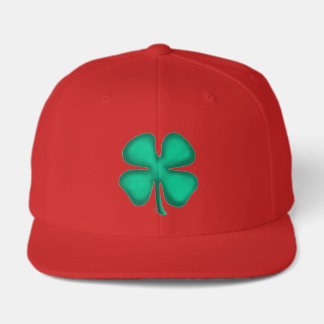 Glücksklee Irish Clover rote 6-Panel-Snapback-Cap Truckerkappe