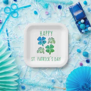 Glücksklee Kleeblatt Frohen St. Patrick`s Tag Pappteller