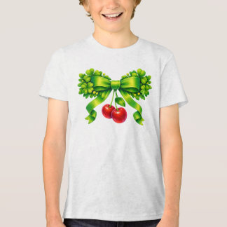 Glücksklee-Schleife mit Kirschen im grünen Design Tri-Blend Shirt