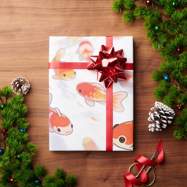 Glückspapier mit Goldfischen Geschenkpapier (Feiertagsgeschenk)