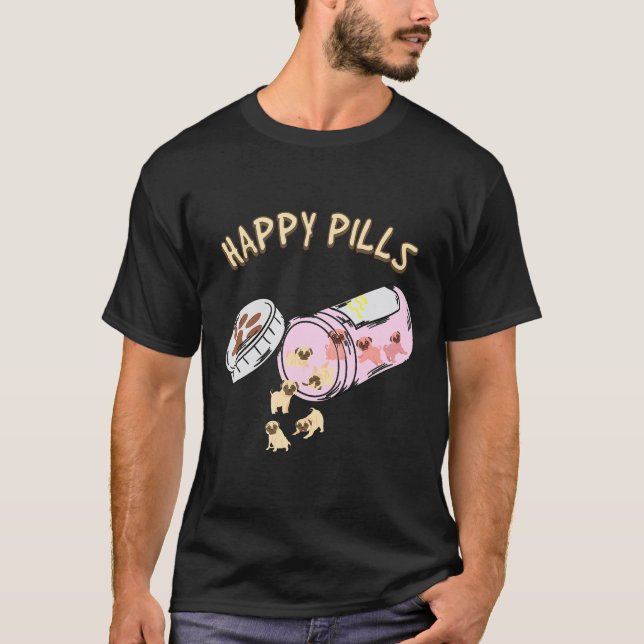 Glückspillen Mops-Hund Geschenk T-Shirt (Vorderseite)