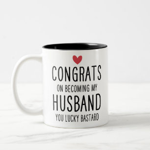 Glückspilz Gratuliere zur Hochzeit mit meinem Mann Zweifarbige Tasse
