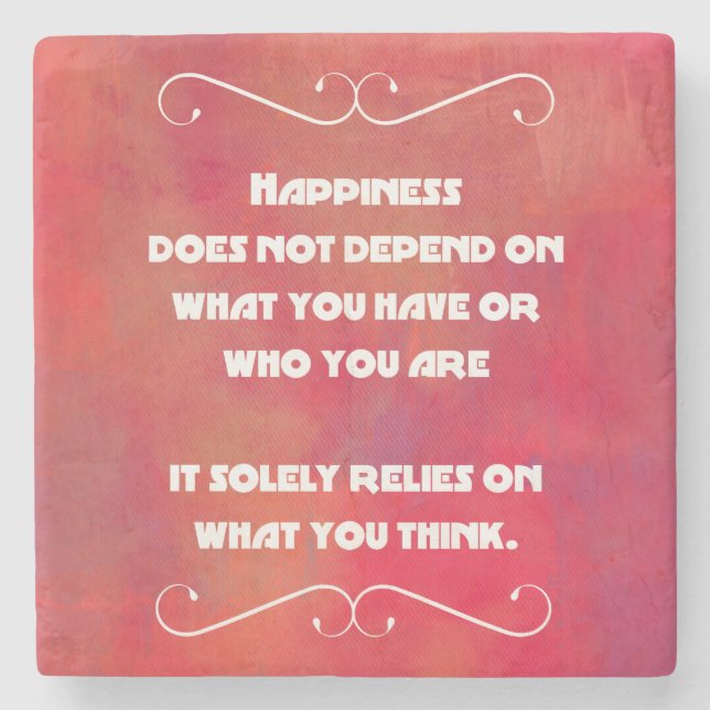 Glücksquote auf einem orangefarbenen Abstrakte Steinuntersetzer (Vorderseite)