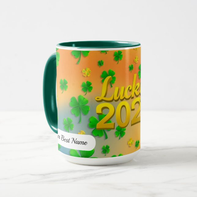 Glücksschleifen-Grün Tasse (Vorderseite Links)