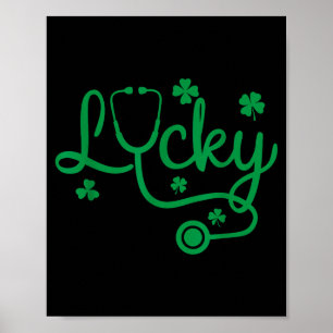 Glücksschleifen-Stethoskop, St. Patricks Tag Krank Poster